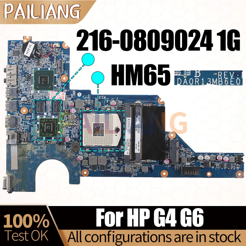 Placa-mãe para Laptop para Notebook hp Testado Completamente Da0r13mb6e0 Hm65 2160809024 1g 636373-001 650199-001