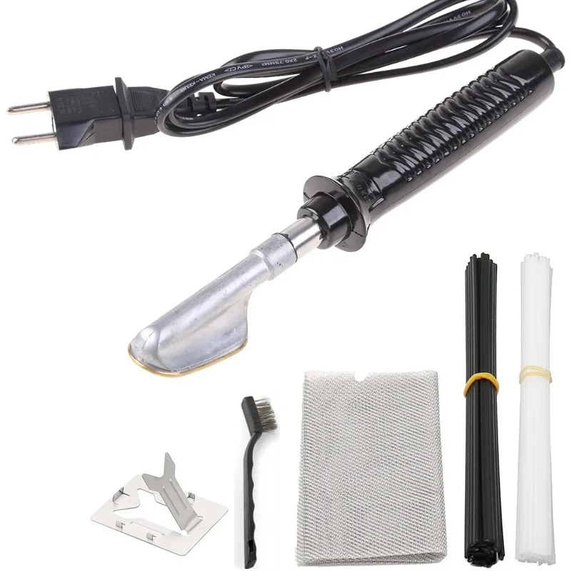 

Электрический паяльник с пластиковой ручкой, плоский наконечник для ремонта бампера автомобиля, ручной пластиковый сварочный аппарат