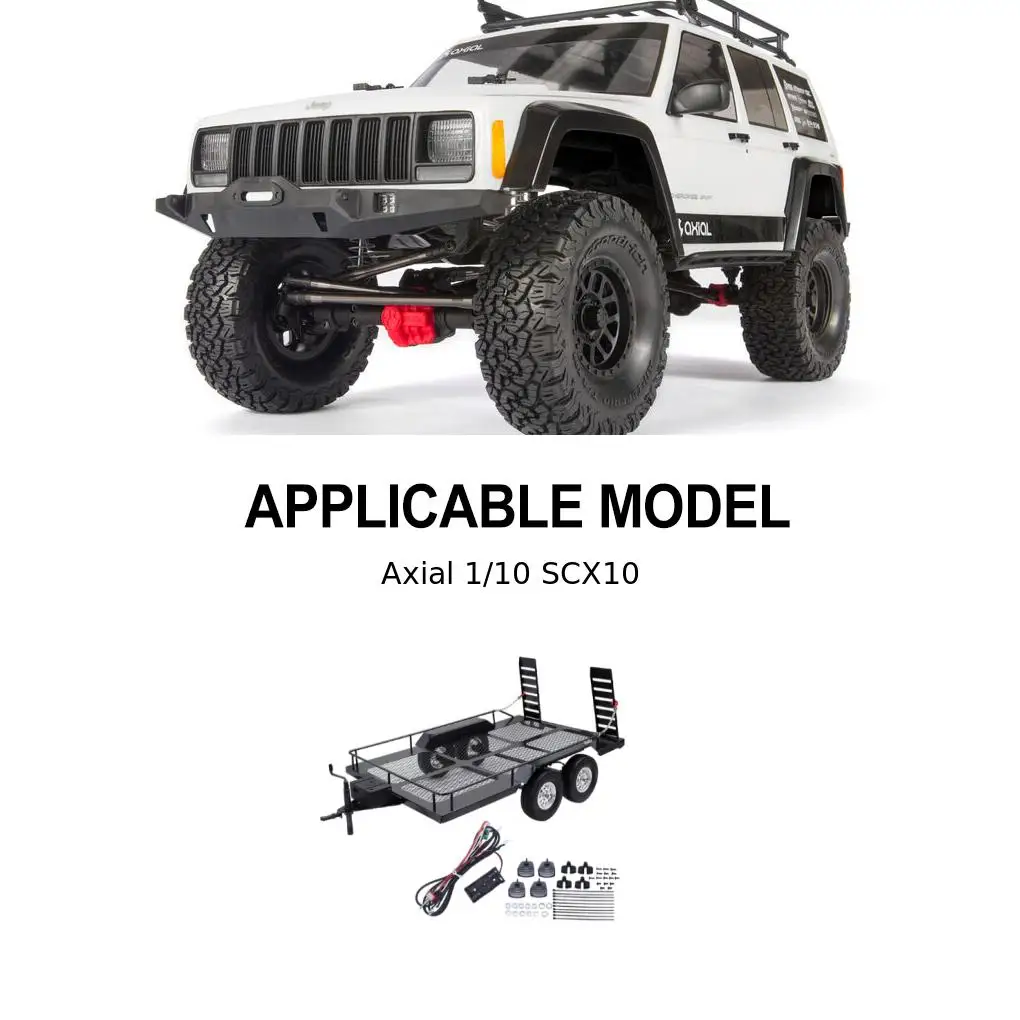 24時間限定タイムセール 1/10 Metal Trailer Kit For RC Crawler Axial SCX10 II III ホビーラジコン