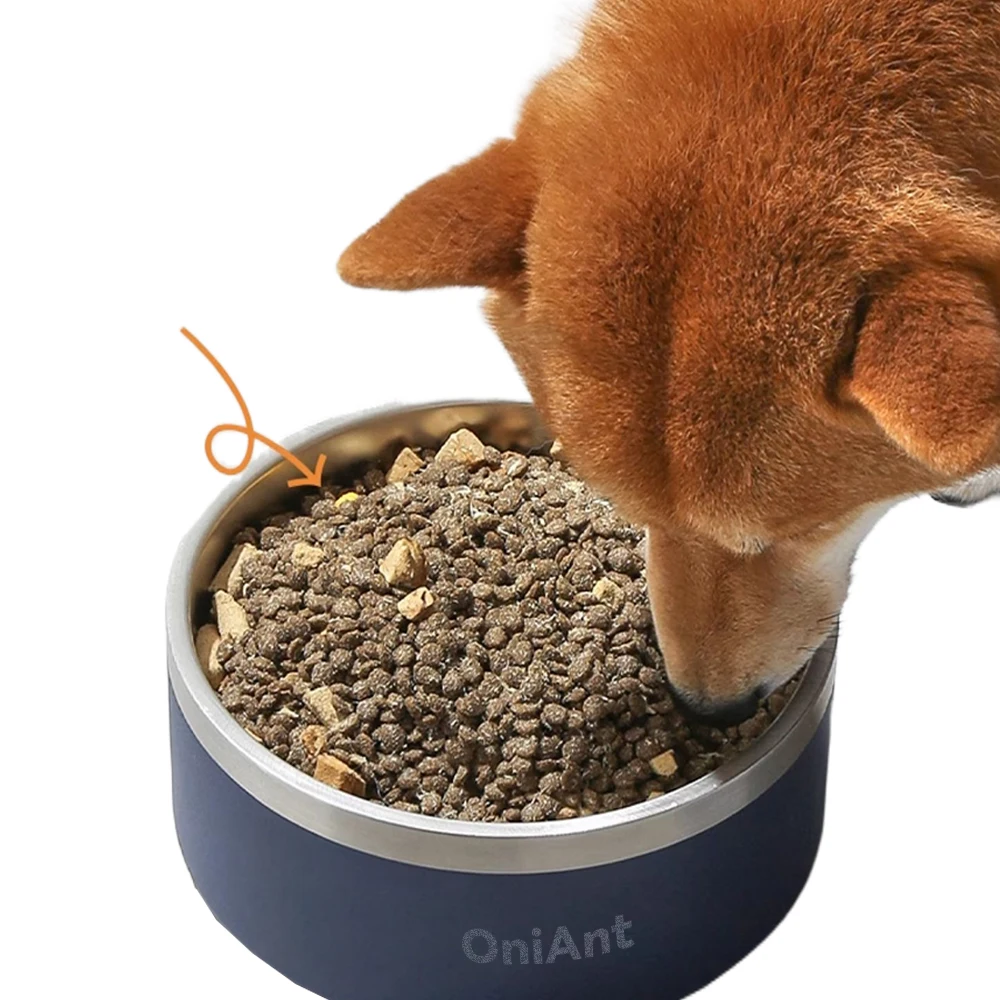 OniAnt Pet food bowls, Feeding vessels for pets Stainless Steel Pet Food Bowl, 64 Ounces/8 Cup Dog Food and Water Bowl