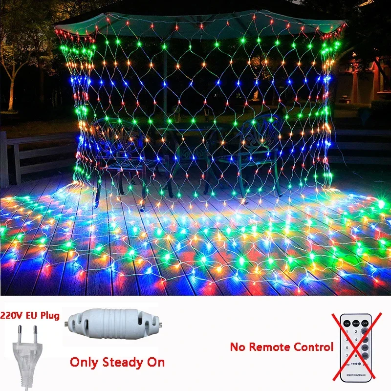 thumbnail image 1 of 3M/6M/12M/18M LED String Christmas Net Mesh Lights Fairy Curtain Garland Outdoor Waterproof For Party Garden Wedding Decoration, 1 of 5