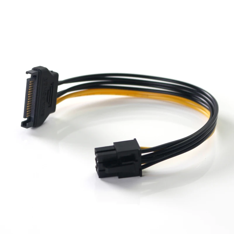 Lingable  SATA Power Cable Cord Connector Serial ATA 15pin to 6 Pin PCI-E M/F Graphics Converter Adapter Cables 20CM