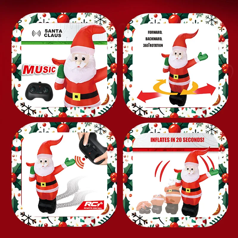 Christmas Gift RC Inflatable Santa Claus Toys Electric Rechargeable Children's Remote Control Toys Holiday Interactive Boys Gift 4
