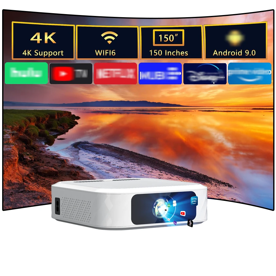 4K Smart Projector 1920*1080P Full HD 5G Wifi Control Home Cinema Theater Supports HDMI And Wifi Connection Android Sys