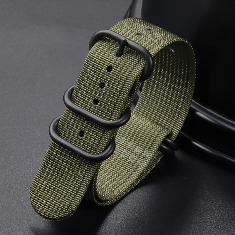 Premium Nylon Braided Sport Watch Band - Universal Replacement Wrist Strap with 5-Ring Buckle
