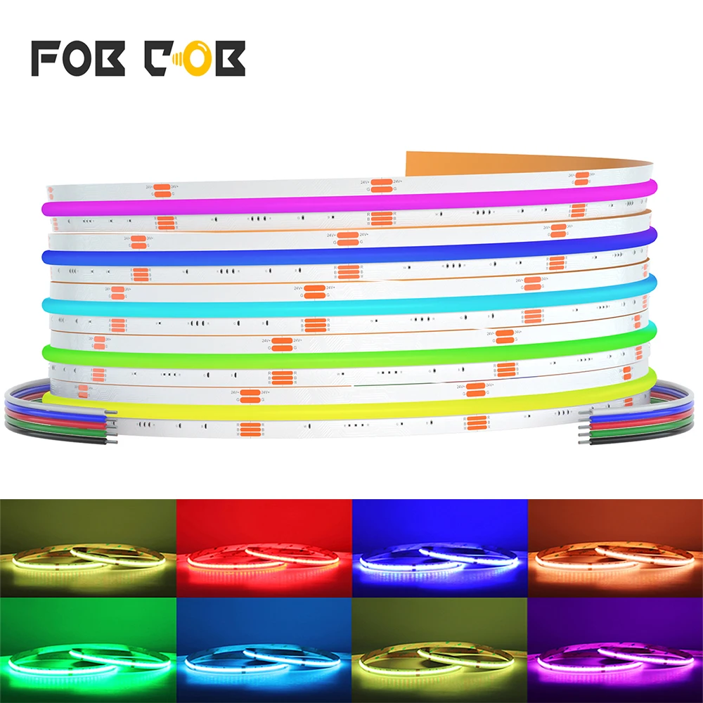 RGB LED 스트립 조명, 12V 24V COB LED 리본 램프, RGBW R..