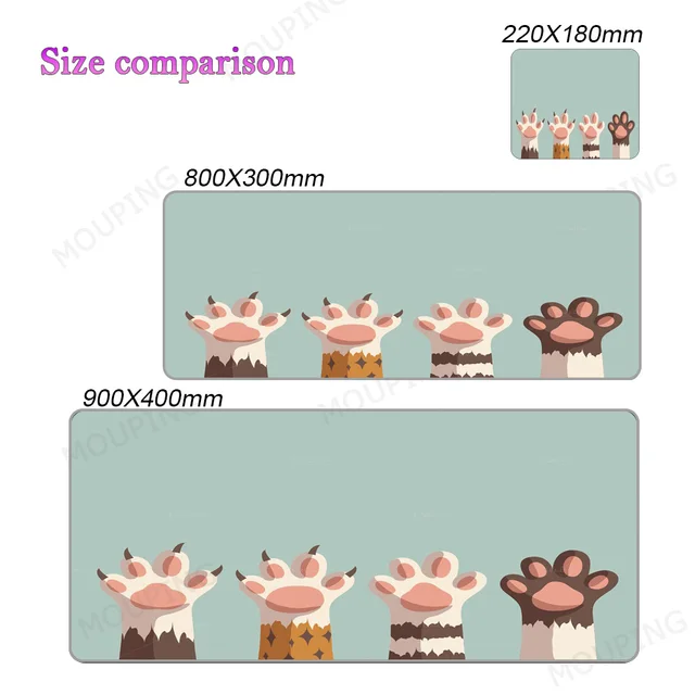 Kawaii Cat Mouse Pad Pink 90x40 Black and White with Cats Xxl Desk Mat Catpaw Mousepad Large Computer Slipmat Anime Accessories 4