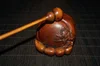 Chinese Natural Boxwood Hand carved Moktak Holz Fisch Buddhistisch Statue 2