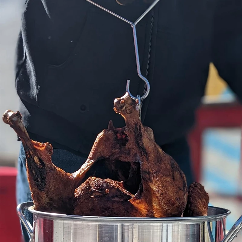 

Стойка для индейки и комплект подъемных крючков. Аксессуары для пакетов фритюрницы индейки