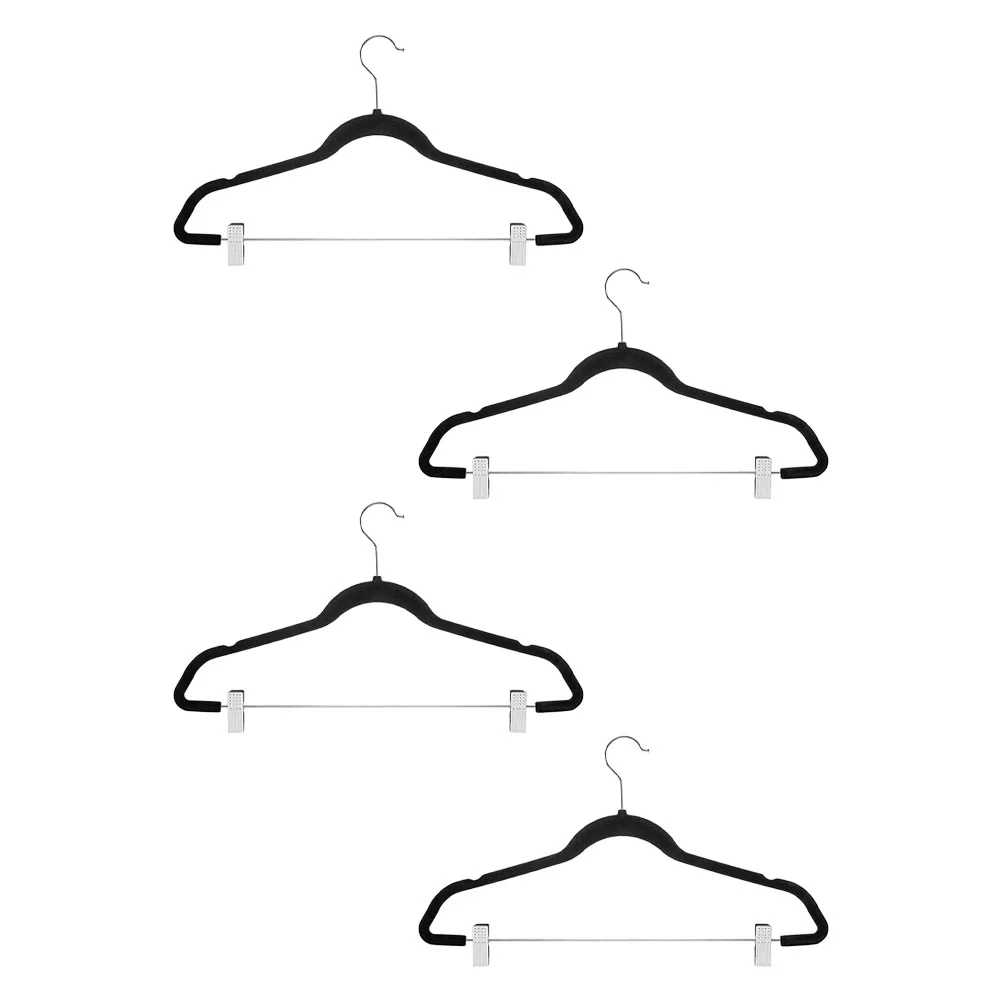 

4 Pcs Flocking Trouser Hanger Hangers Adjustable Skirt Household Jeans Accessories Clip Abs Anti-skid Home Supplies