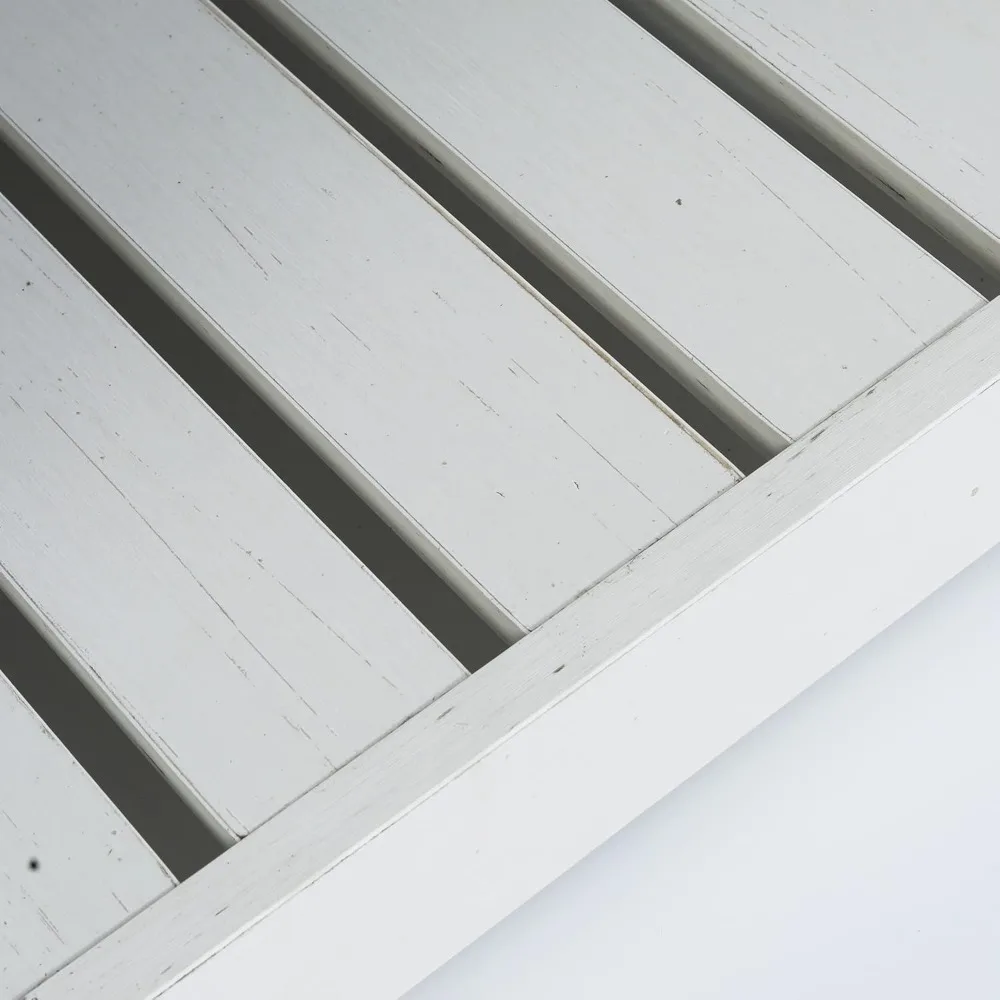 Farmhouse Coffee Table with Slatted Shelf and Corner Protection, 40 Inches, Vintage White/Espresso 5