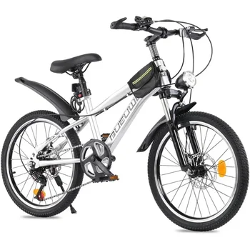22398-454eed.jpg 24 Inch Kids Mountain Bike, 7-Speed for Ages 6-12, Disc Brakes, Adjustable, Kickstand, Silver