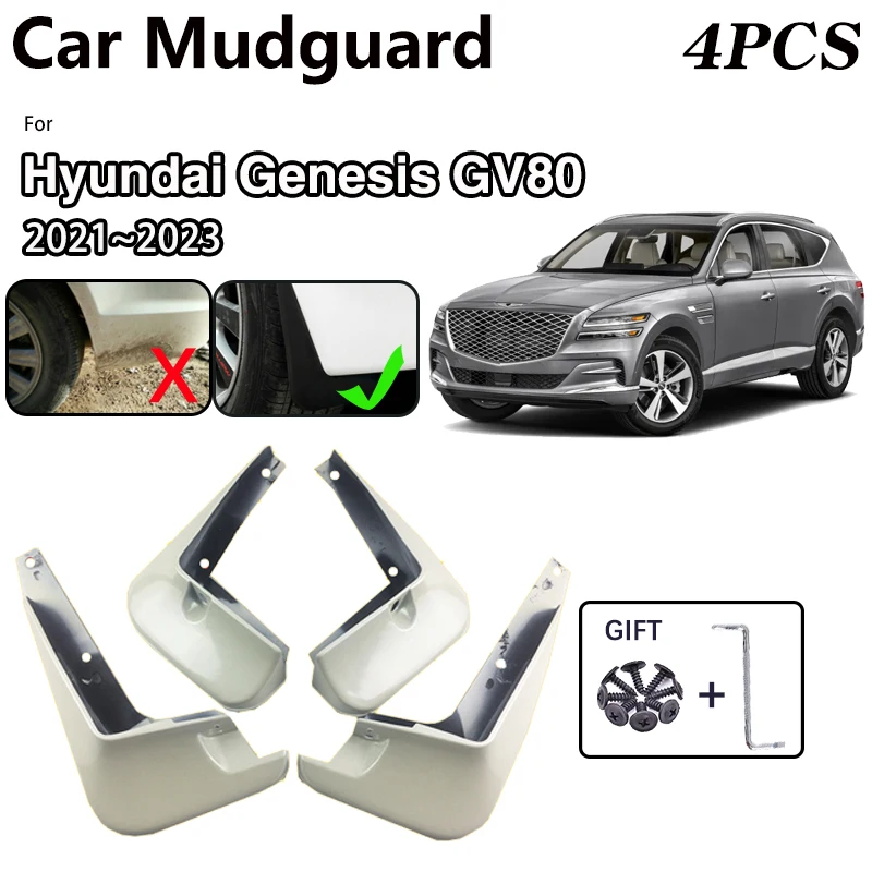 

Car Mudguards For Hyundai Genesis GV80 2021 2022 2023 Spray Baking Paint MudFlaps Fender Protect Mud Guard Flap Auto Accessories