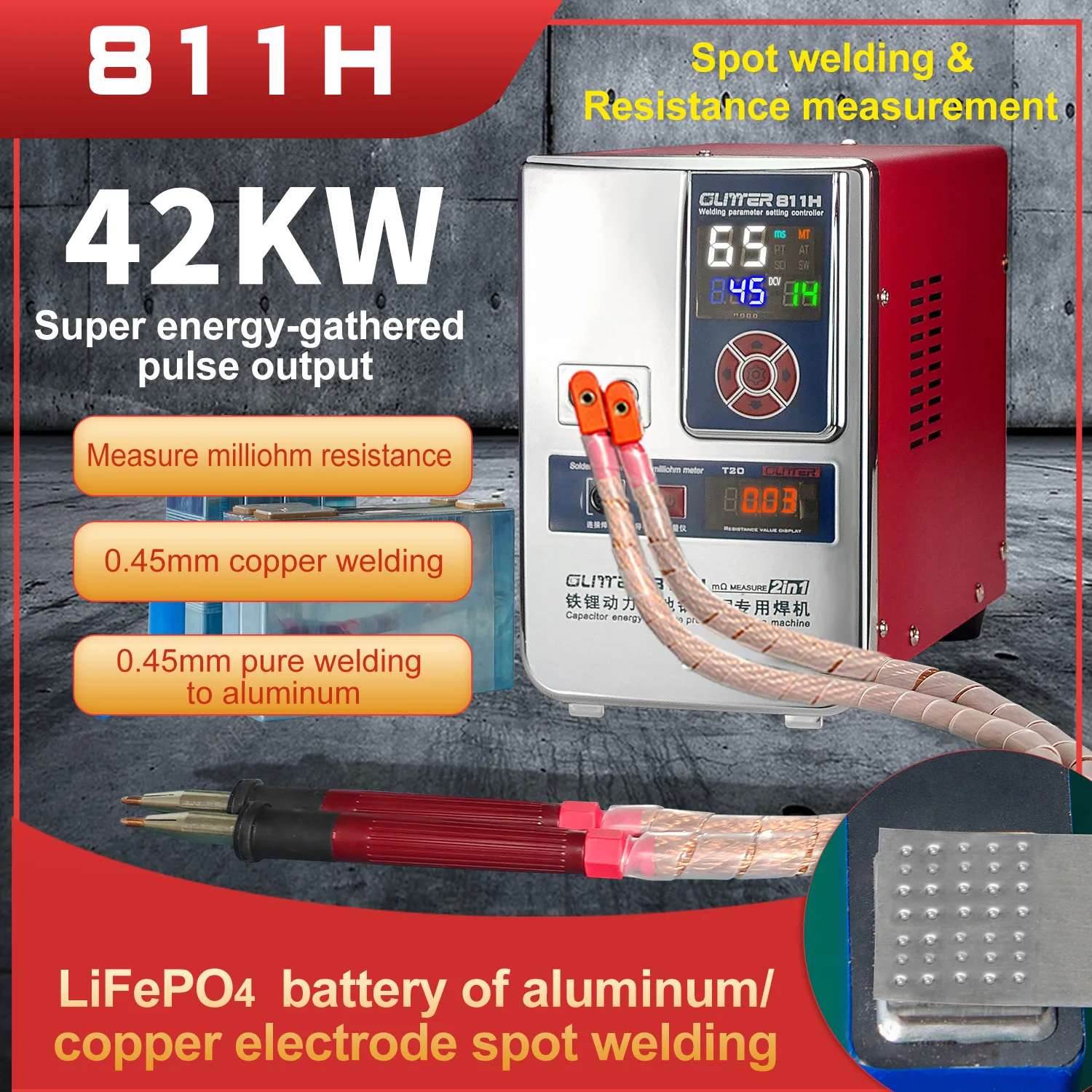 811H żelazna bateria litowa bateria aluminiowo-miedziana maszyna do zgrzewania punktowego duża jednostka sprzęt spawalniczy aluminium do niklu