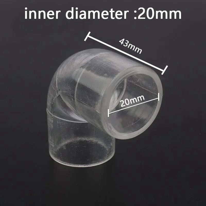 16mm 20mm 25mm Transparent Acrylic 90 Degree Elbow Connector Water Pipe Connector Aquarium Fish Tank Accessories 1 Pcs
