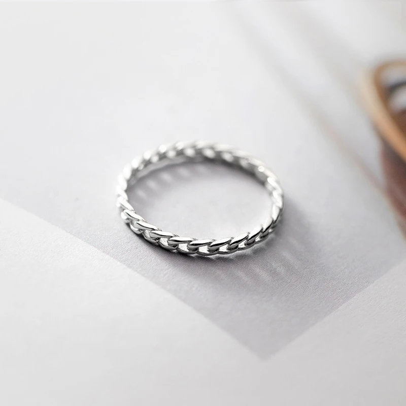 Modian 패션 미니멀리스트 트위스트 체인 링 여성을위한 정통  간단한 손가락 반지 한국 스타일 파인 쥬얼리
