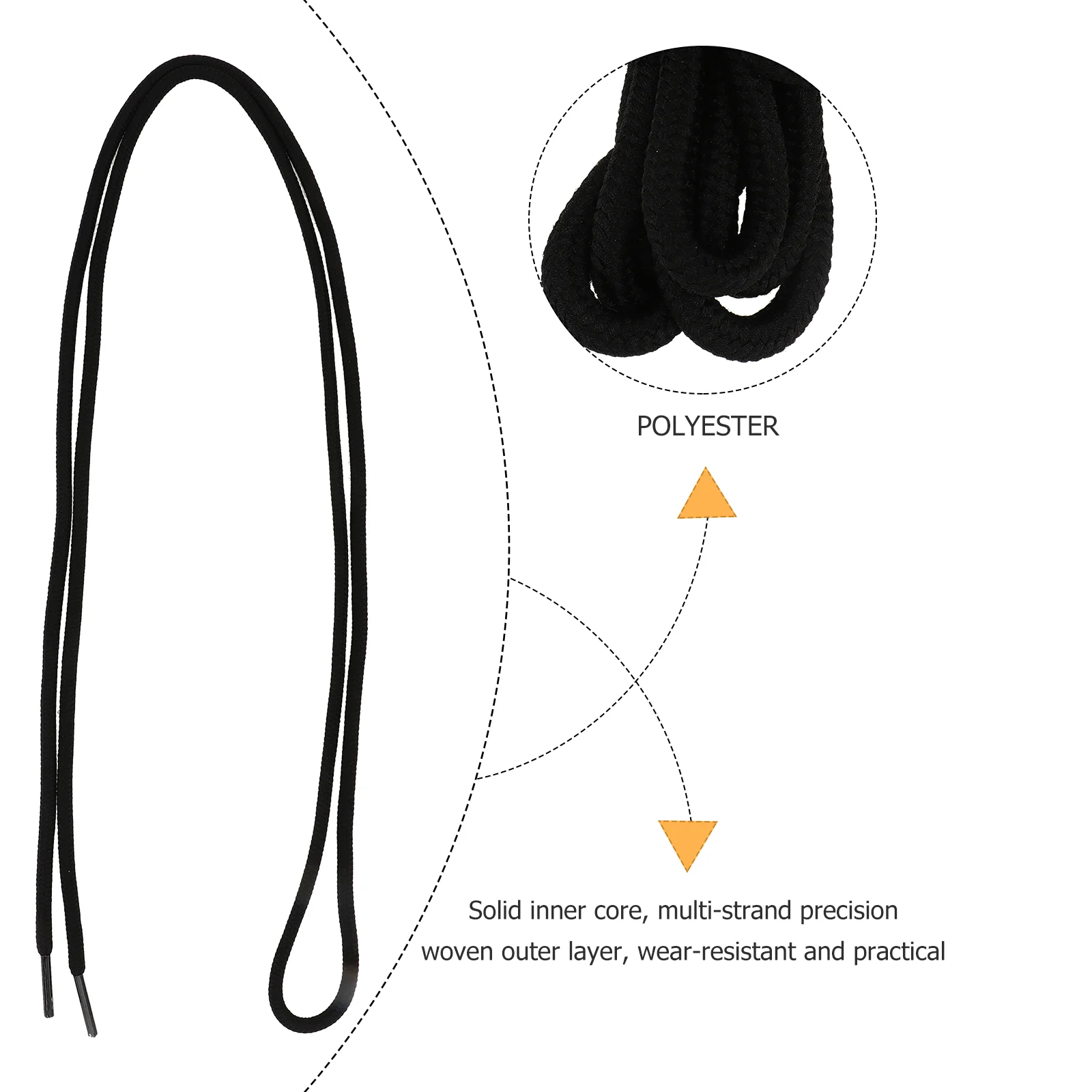 

2 Pairs Round Shoelaces Fashion Sneaker Shoe Laces Stylish Shoelace (Black)