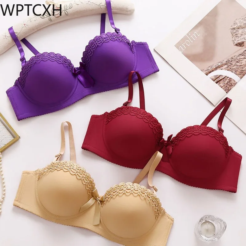 

Women's Body Lingere Puberty Girls Clothing Fashion Lace Design Underwear Bow Daily Push Up Bra Sexy Lingerie with Steel Ring