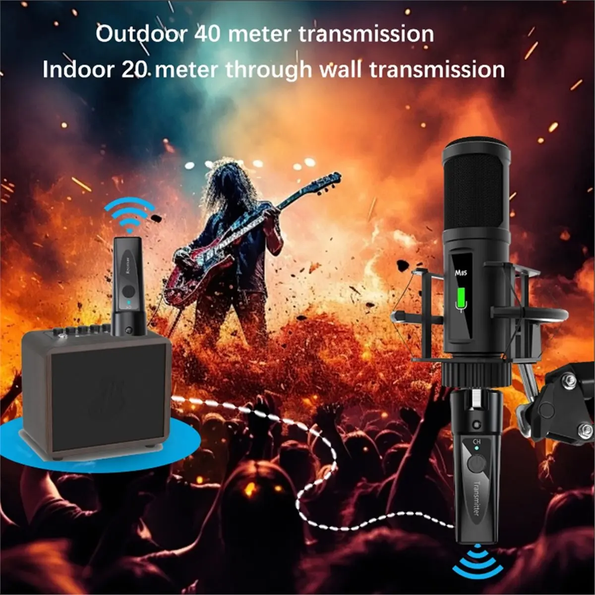 A23G XLR 무선 마이크 송신기 수신기 2.4Ghz 마이크 무선 시스템 충전식 무선 마이크 오디오 어댑터 B