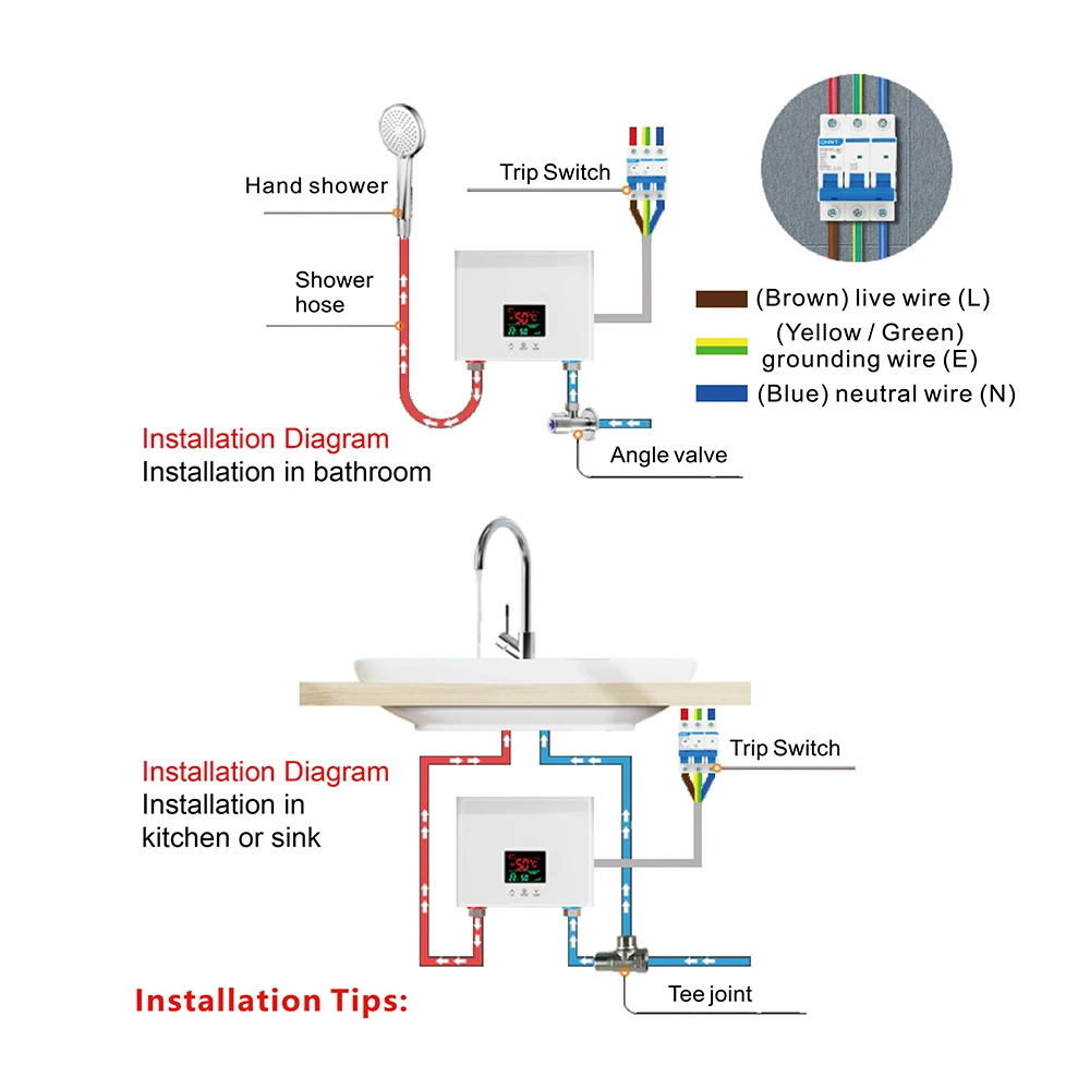 Calentador de agua instantáneo sin tanque – Mini calentador de agua  eléctrico de 3000 W – Calentadores de agua para debajo del fregadero bajo  demanda