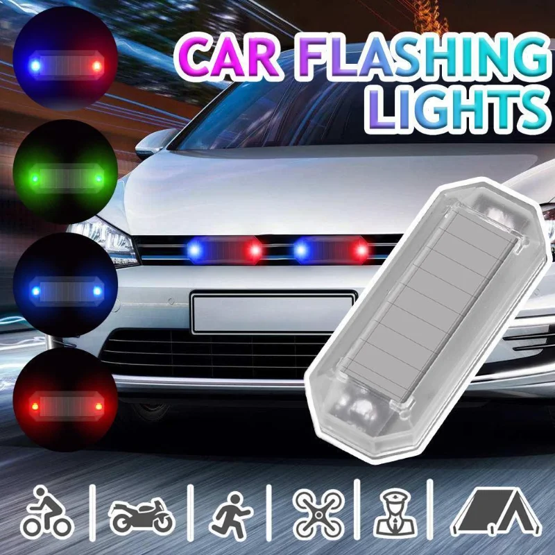 

Mini Solar LED Strobe Warning Light Car Motorcycle Anti Rear-end Collision Flashing Lamp USB Rechargerable Night Warning Lights
