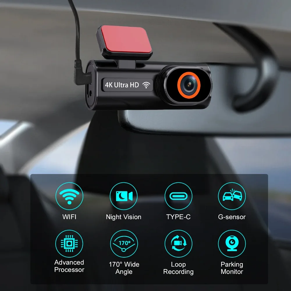 オリジナル ミニ自動車のDVRカメラはフルHDの駐車レコーダービデオ 前後2カメラ 高精細4K 830万画素 ドライブレコーダーユニット