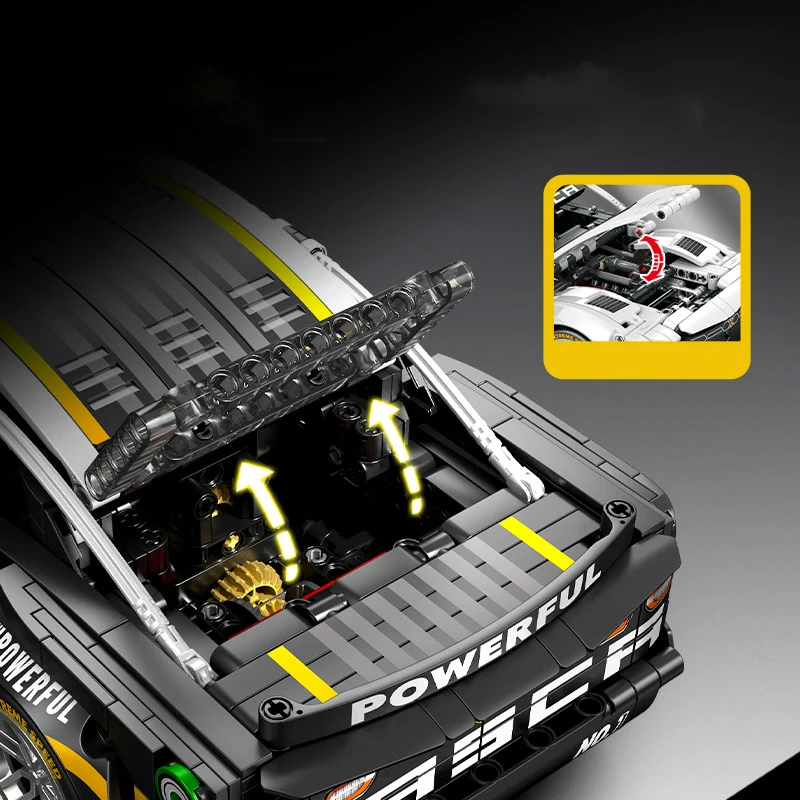 기술 1:14 스케일 라디오 원격 제어 슈퍼카 카마로, 미국 머슬 스포츠카, 빌드 블록, RC 차량 브릭 장난감, 2.4GHz