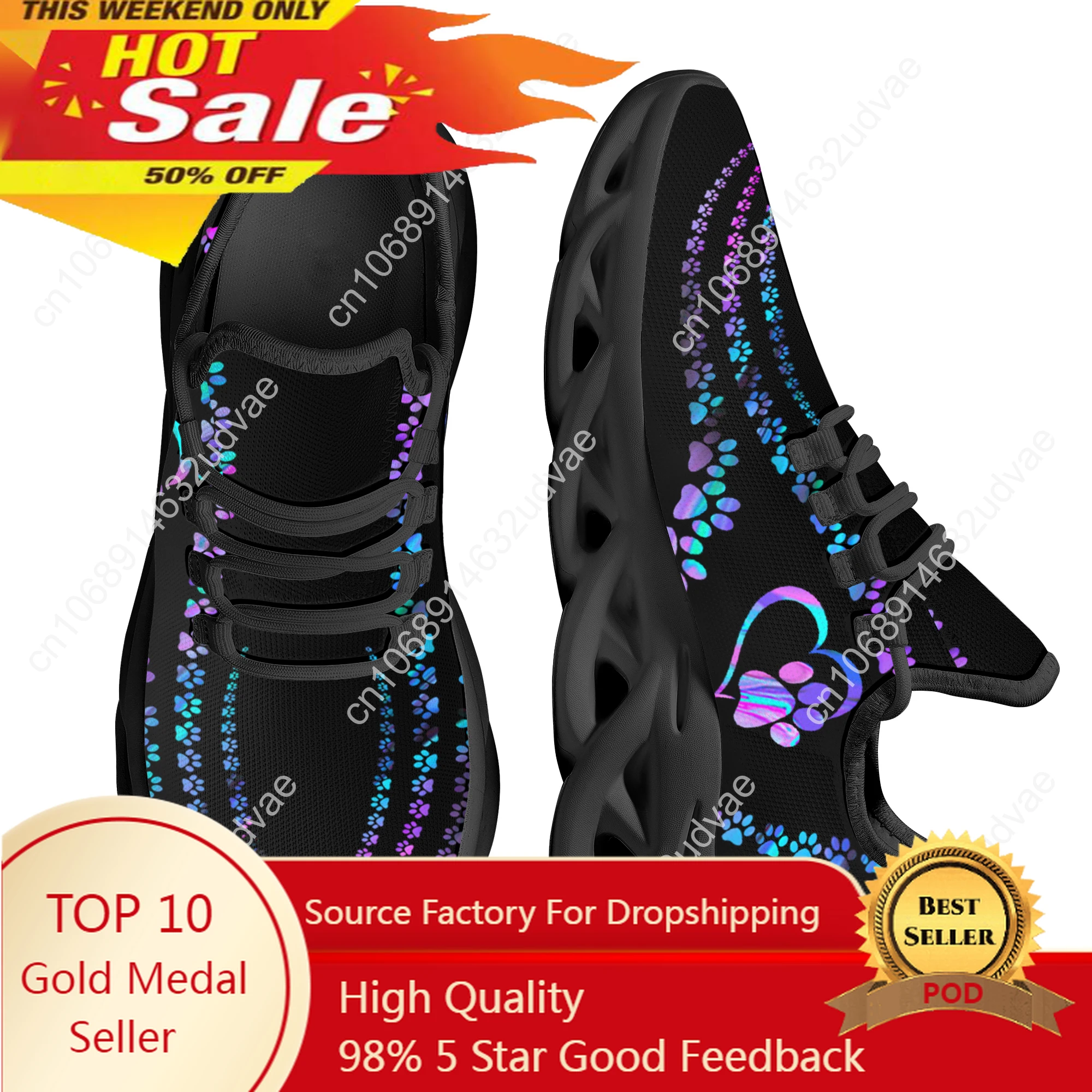 

Cool Dog Footprint Camouflage Printing Flat Shoes for Women Breathable Soft Sneakers Lace up Casual Platform Zapatos