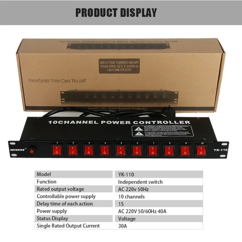 RAYHAYES YK-110 Audio Digital Power Sequencer 10 Channel High Power Equipment Independent Switch Supply Controller Protector