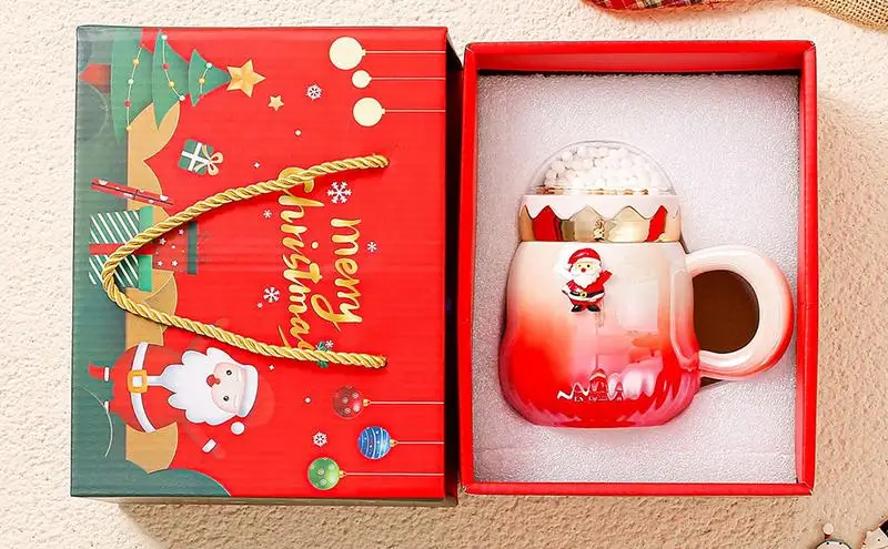 

Christmas Ceramic Cup Santa Claus Figurines Mug With Lid Large Caliber Design Drinking Supplies For Tea Milk Juice And Drinks
