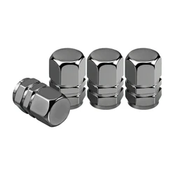 Premium Car Tire Valve Caps - Set of 4 Metal Dustproof Emblems (Silver)