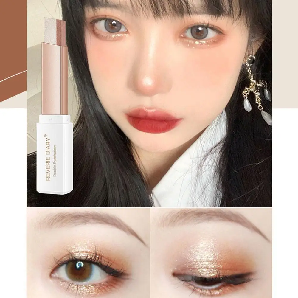 1Pc 2 In 1 Double Color Gradient Velvet Eye Shadow Stick Lazy Makeup ...