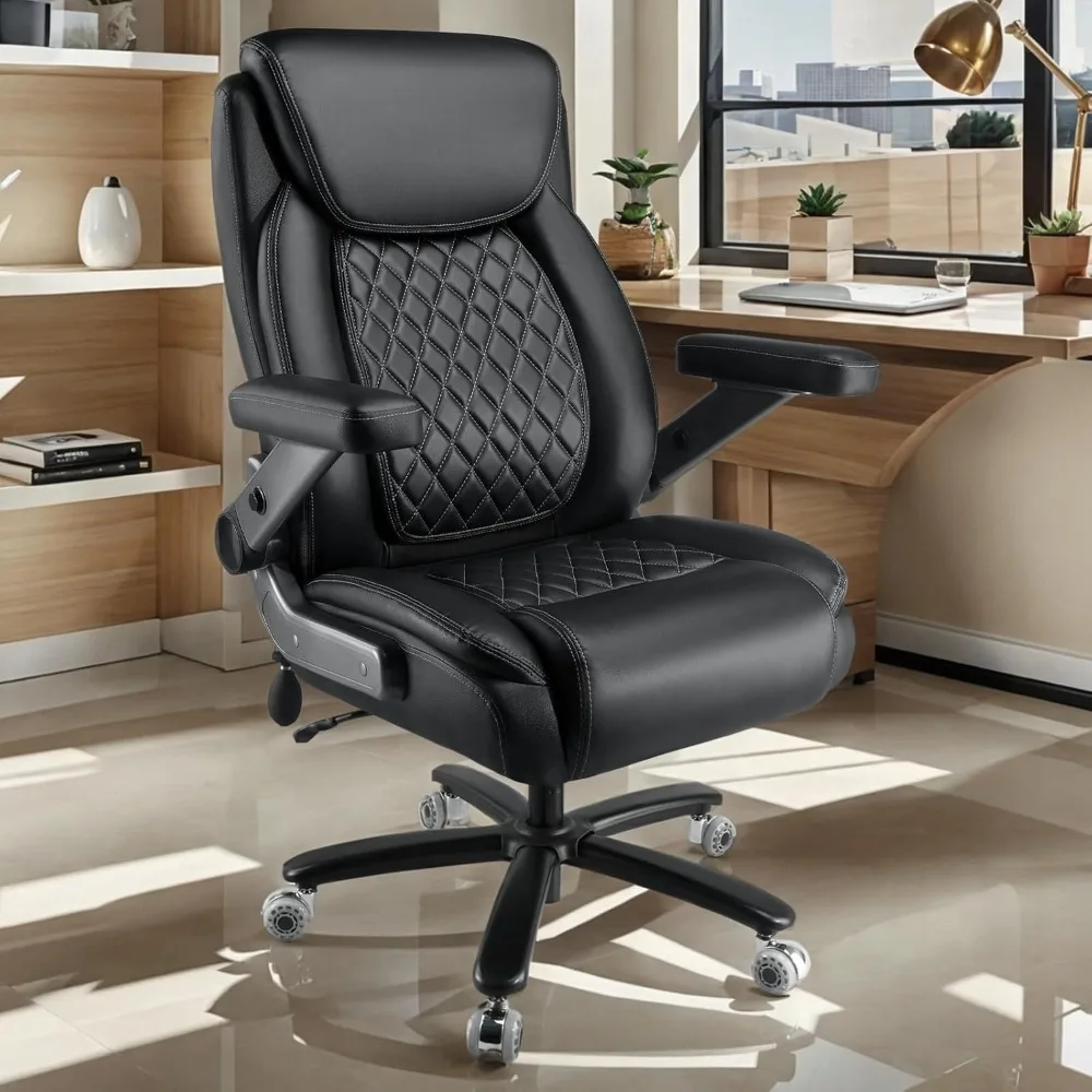 600LBS Large Heavy Duty Office Chair with 5D Flip Arms, Big and Tall Office Chair with Pocket Spring Cushion, Extra Wide Desk Ch 2