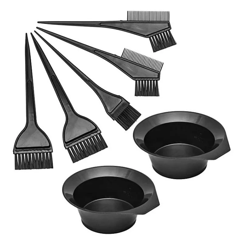 Description Picture 3 of item5pcs/Set Coloring Dye Comb Mixing Bowl Brush Earmuff Set Black Plastic Hair Color  Barber Salon Tint Hairdressing Styling Tools