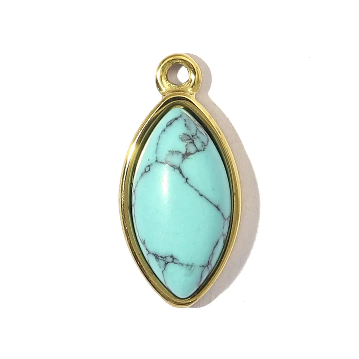 5pcs/Lot Natural Stone Turquoise Eye DIY Charms Stainless Steel