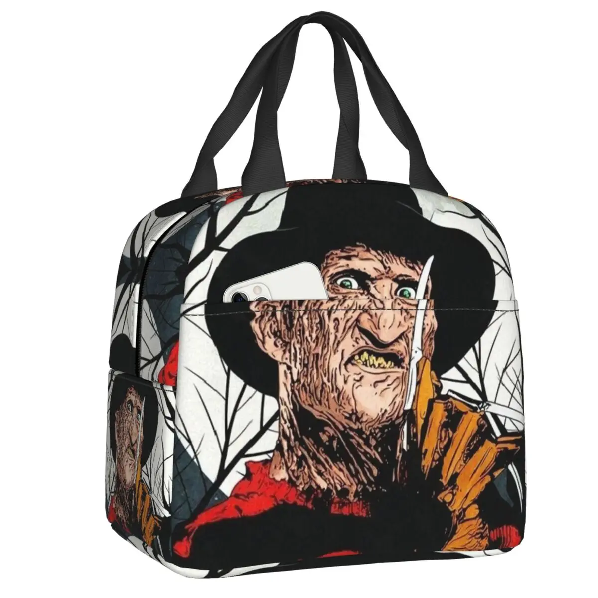 

Horror Movie Character Insulated Lunch Bag Halloween Clown Portable Cooler Thermal Bento Box For Women Kids Food Lunch Tote