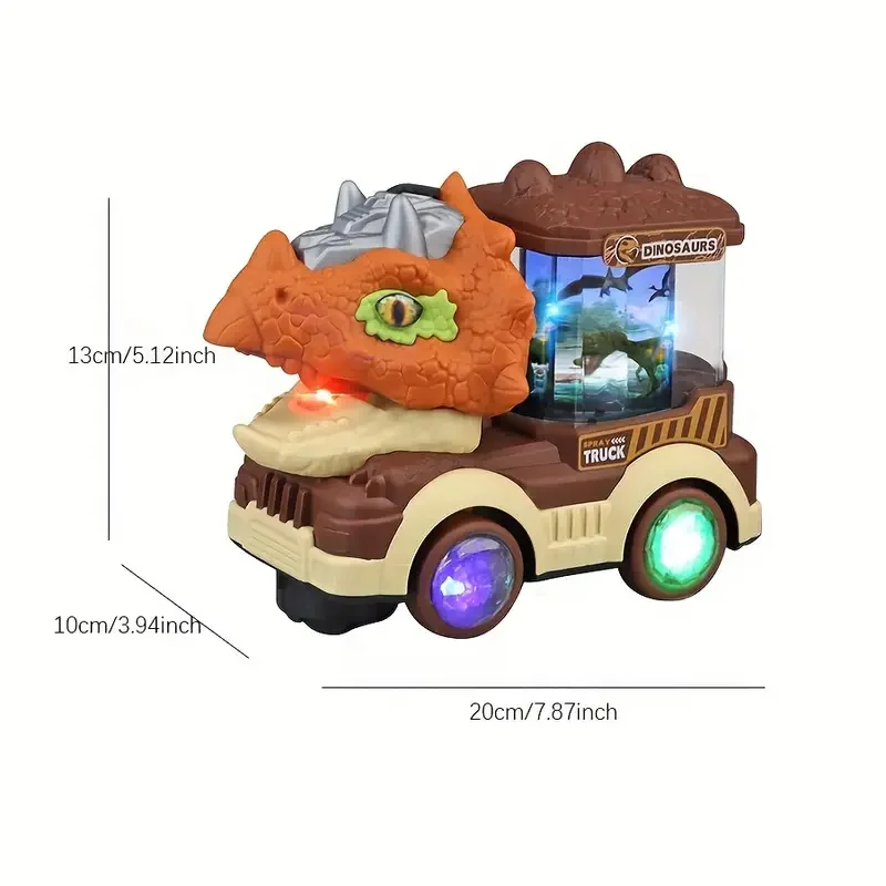 Kids Electric Dinosaur Car Toy Spray Tyrannosaurus Rex Engineering Car Puzzle Toys for Boys Girls Birthday Xmas Gift