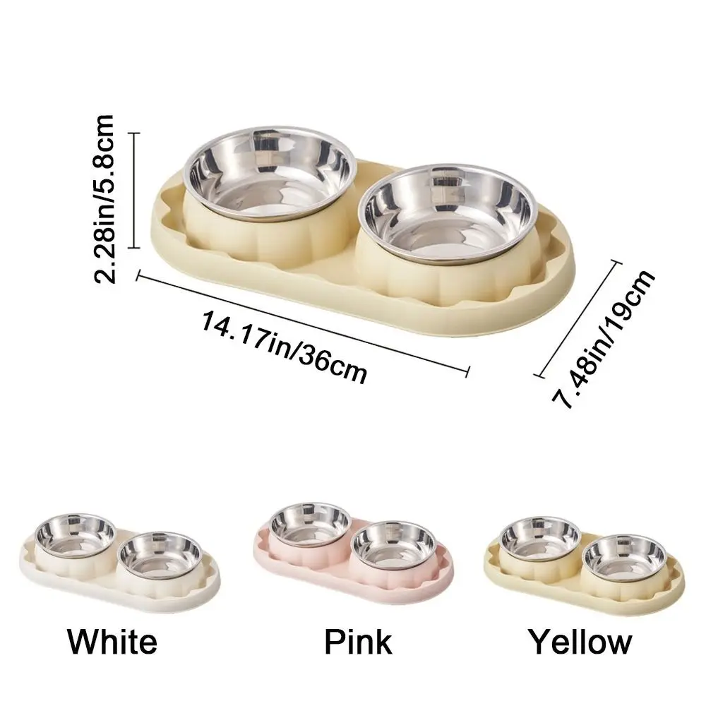 Simple Stainless Steel Double Pet Bowl Anti Topple Leakproof Pet Food Bowl Anti-slip Pet Dog Feeder Home