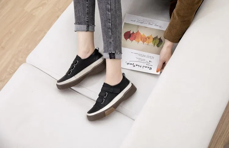 Genuine Leather Flat Girl Student Shoes - true-deals-club