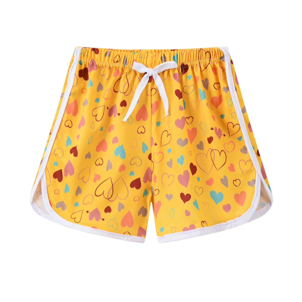 Kids Girls Beach Shorts Pull-on Summer Graphic Active Shorts Little Girls Swim Short Pants Decorative Drawstring Bathing Shorts 3