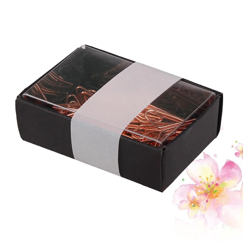 박스형 종이 클립, 독창적인 금속 걸이 모양, 튼튼한 노트 클립, 북마크 클램프, 휴대용 로즈 골드, 랜덤 색상 모음