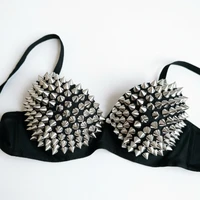 Silver Rivets Punk Rave Bralette Lingerie Gothic Bra Top Sexy Push Up Brassiere Nightclub Party Bar Fashion Hot Bras for Women - Image 3