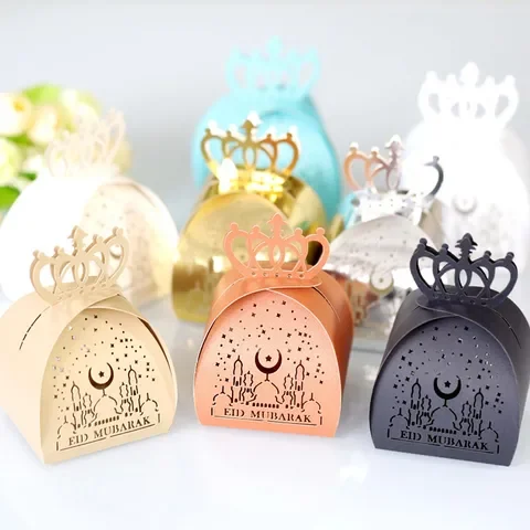 

10pcs Eid Mubarak DIY Paperboard Chocolate Candy Gift Box Muslim Islam Ramadan Festival Party Dessert Packaging Decoration Box
