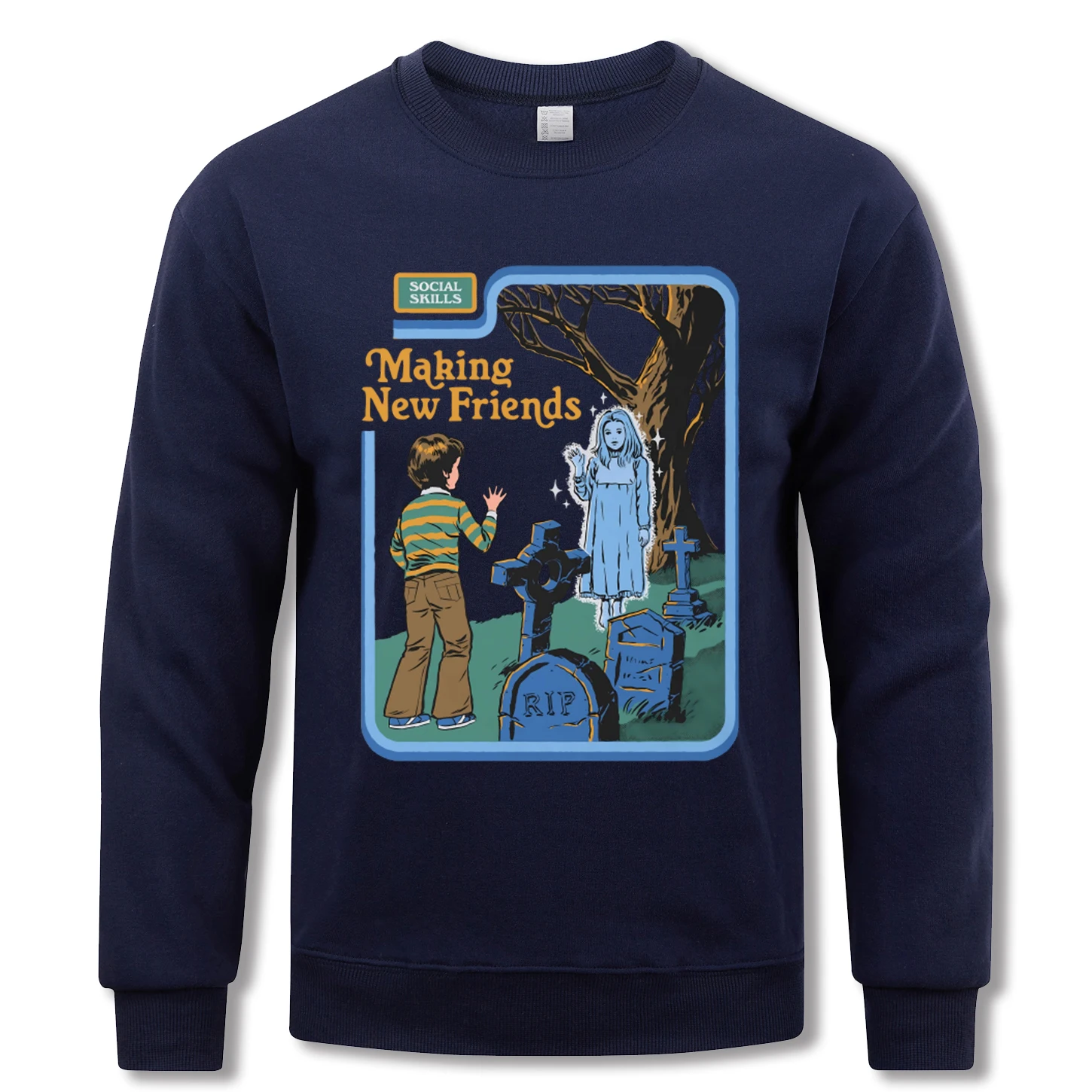 Machen Neue Freunde Sweatshirt Männer Casual Fleece Pullover Hip Hop Oansatz Langarm Herbst Warme Unisex Vintage Lose Kleidung – Detail 12
