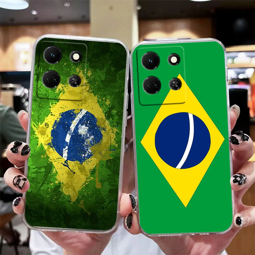 Custodia Trasparente Per Telefono Per Infinix Note 10 11 12 30 30I Smart 4 5 6 7 Zero Camon 19 20 Pro Custodia Funda Coque Capa Shell Flag Of Brazil