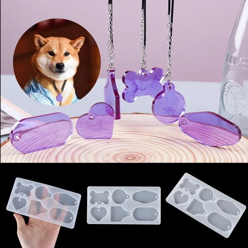 DIY Pendant Silicone Mold Keychain Mold Resin Mold Dog Bone Hanging Tag 1pcs Resin Crafts Pet Supplies Jewelry Making Tools