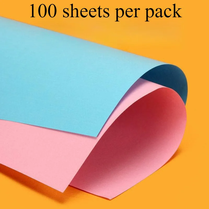 100pcs A4 Color Copy Paper 80g Printing Papers Office Papers Children's Kindergarten Paper Cuttings Handmade Origami Materials - 2