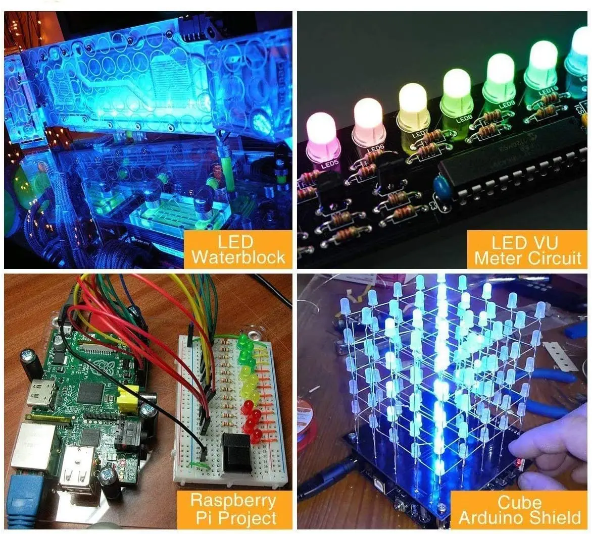 100pcs 5mm LED Light Diodes, LED Circuit Assorted Kit for Science Project Experiment Clear LED Light Emitting Diodes Bulb LED