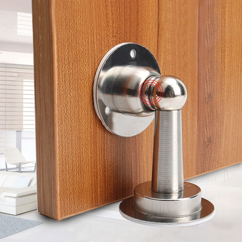 Magnetic Door Stopper Stainless Steel Sticker Toilet Glass Hidden Door Holder