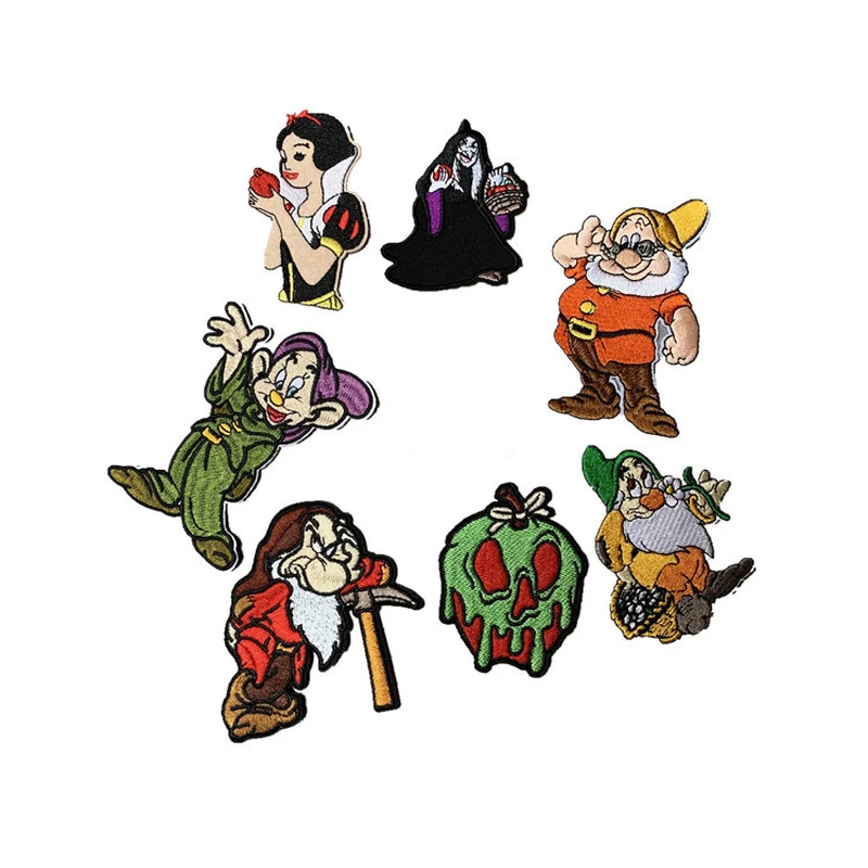 Parche bordado de Princesas Disney, Blancanieves y los siete enanitos, pegatinas de costura para ropa, chaquetas, pantalones, apliques de Decoración, regalo| |